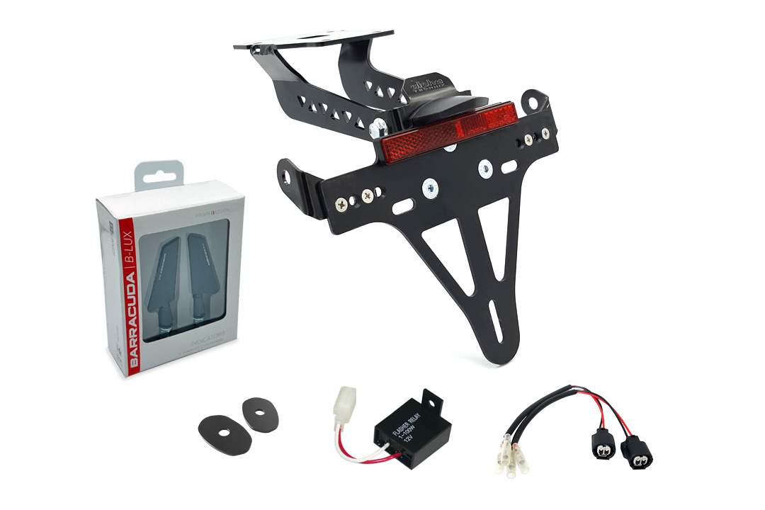 alpha Technik Number Plate Holder-flasher light, turn signal-Kit SQ-LED (fronte + rear) for Kawasaki Z900 from model year 2020-