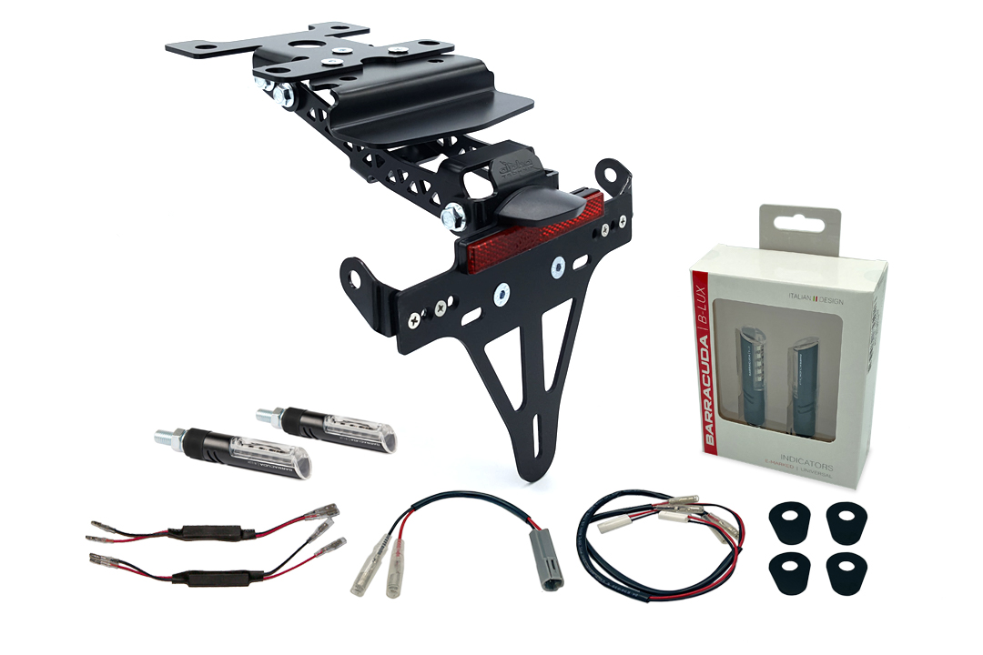 alpha Technik Number Plate Holder-flasher light, turn signal-Kit IDEA (fronte + rear) for Yamaha Tenere 700 from model year 2019