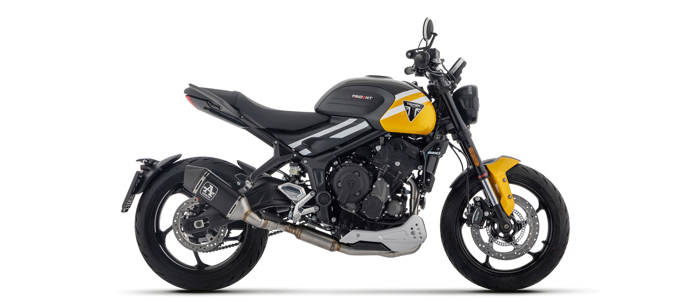 ARROW Full System with VELOCE Black Silencer with Carbon End Cap for Triumph Trident 660, 2025-