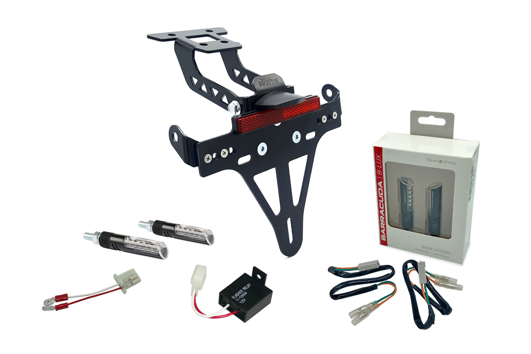 License Plate Holder-flasher light, turn signal-Kit IDEA for Kawasaki Ninja 400 from 2018 / Z 400 from 2019 (Rear)