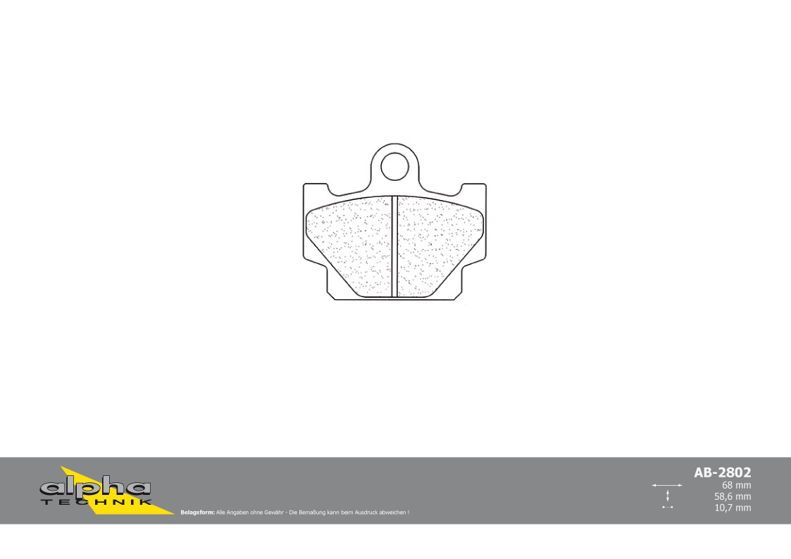 alpha Technik brake pad for street use with ABE