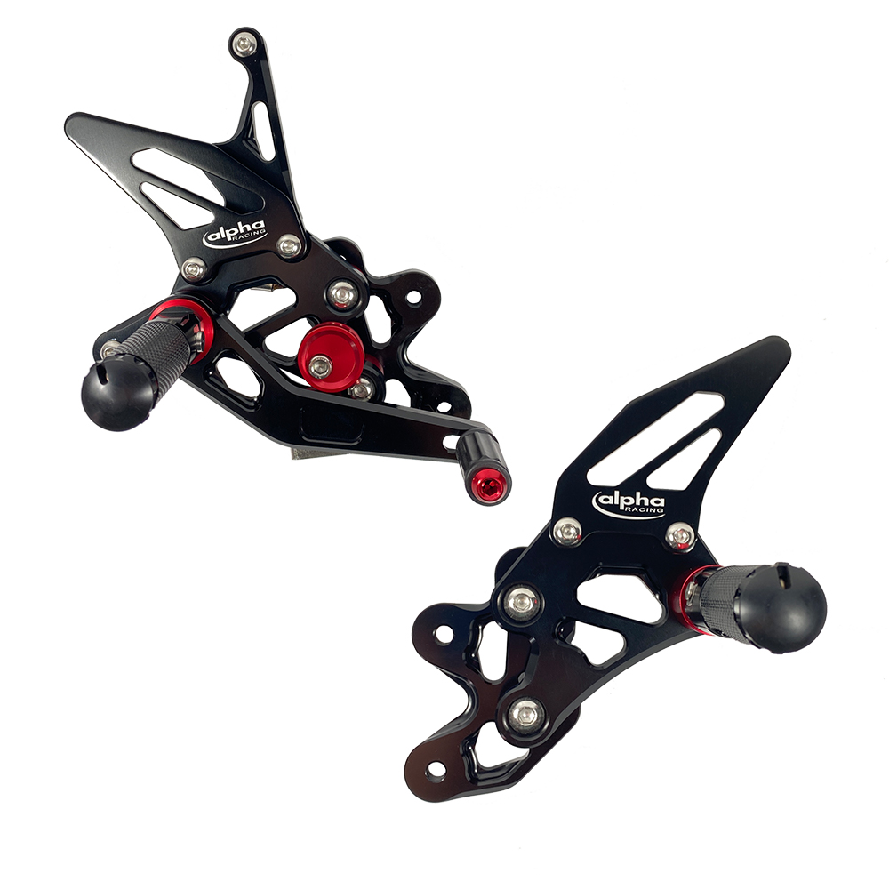 >TRACK< footrest rearset system, black, Suzuki GSX-R600 2006-10 ABE