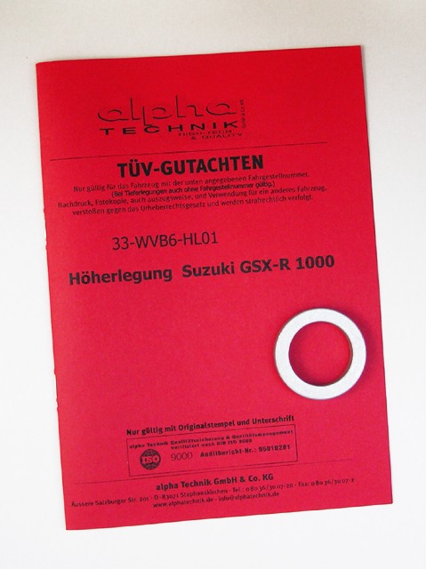 alpha Technik Raising Kit 15mm for Suzuki GSXR1000, WVB6
