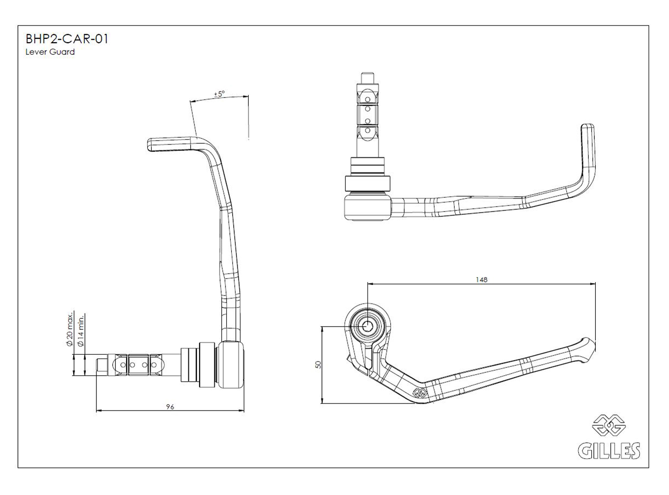 Gilles Tooling Brake Lever Protector BHP2-CAR-01 in Carbon