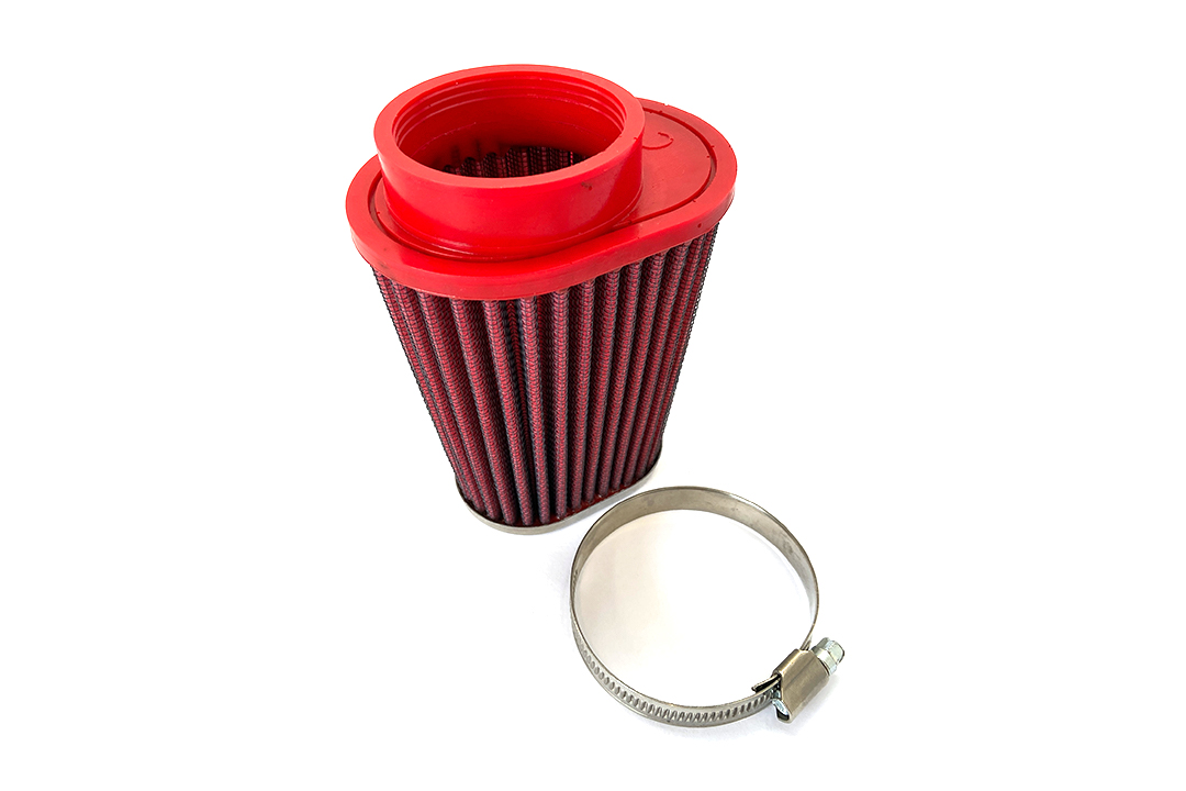 BMC Universal Conical Sports Air Filter, 55 mm Diameter, 120 mm Length, Central, Chrome Cap