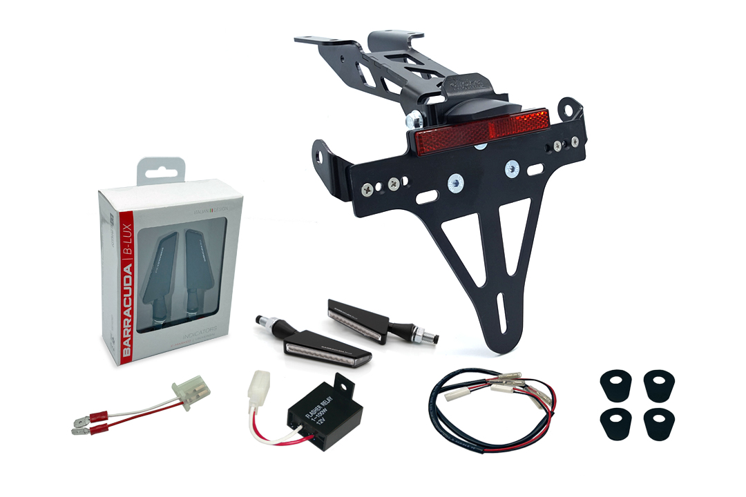 alpha Technik License Plate Holder-flasher light, turn signal-Kit SQ-LED (front + rear) for Yamaha MT125 from Model Year 2020