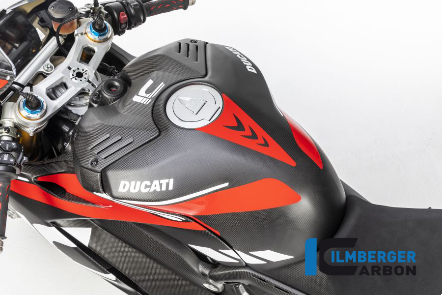 Ilmberger Carbon fuel tank fairing with crash pads, matte, Ducati Panigale V4, V4S, V4R 2019-