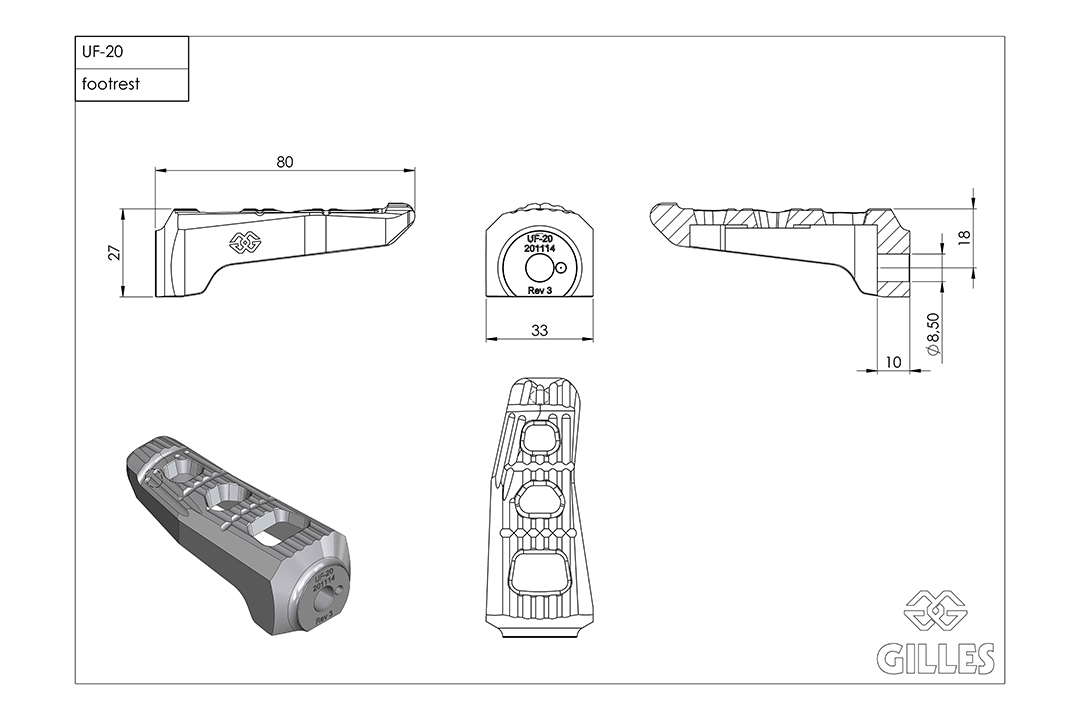 Gilles Touring Pillion Replacement Footpeg Kit, Silver for Yamaha MT10, Tenere 700, FZ6