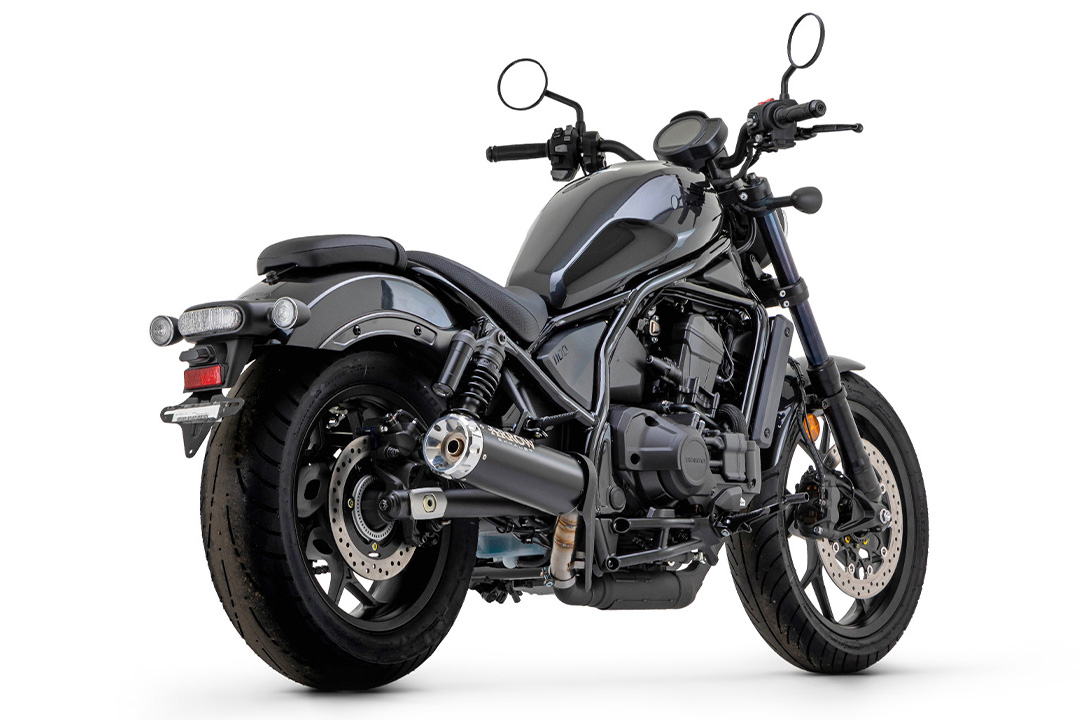 ARROW REBEL DARK Slip-On Exhaust with Aluminium End Cap for Honda CMX 1100 Rebel Model Year 2021-