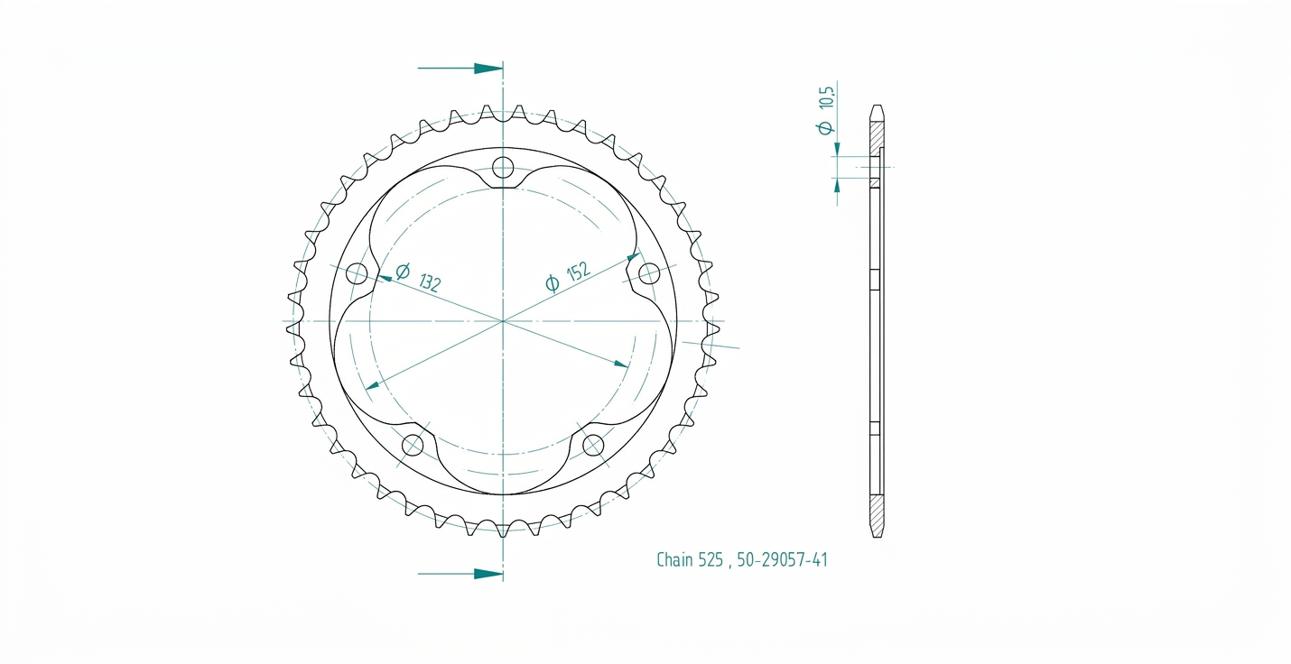 rear sprocket Steel, 41 teeth, Pitch 525