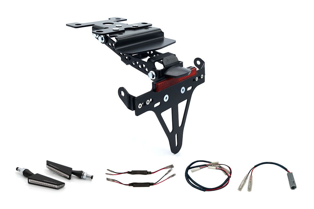 alpha Technik Number Plate Holder - flasher light, turn signal Kit SQ-LED for Yamaha Tenere 700 from Model Year 2019 (Rear)