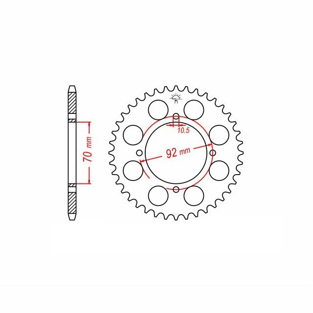 rear sprocket Steel, 44 Teeth, Pitch 530