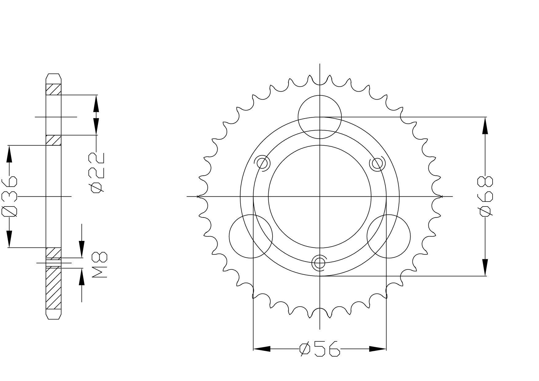 rear sprocket Aluminium, KYMCO Z-28