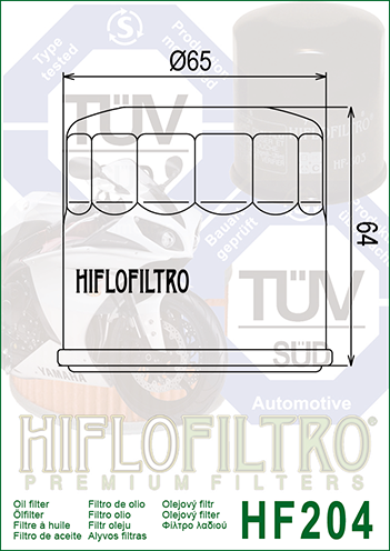 HIFLO oil filter HF204C Chrome for various Honda/Kawasaki/MV Agusta/Suzuki/Triumph/Yamaha models