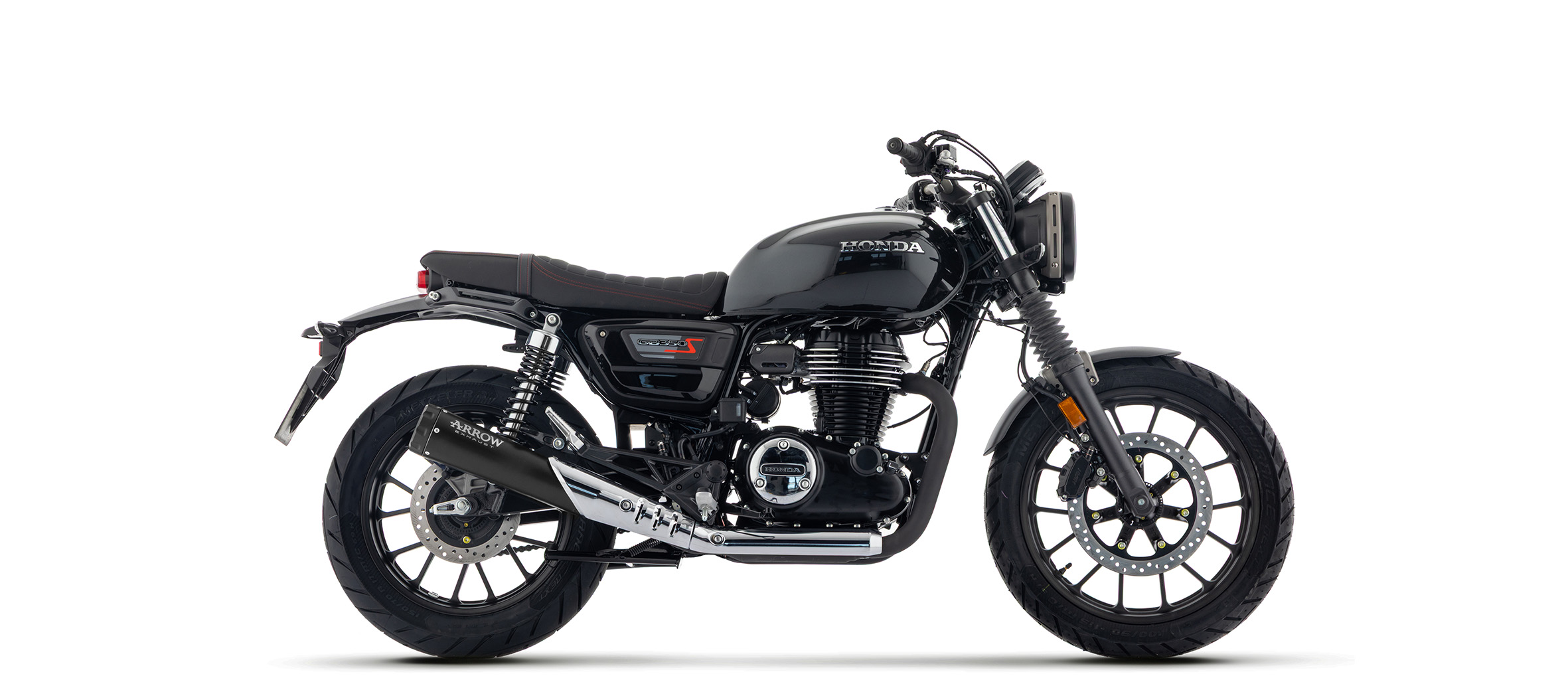 ARROW REBEL Slip-On Exhaust for Honda GB350S 2025-, Black Stainless Steel with Black End Cap