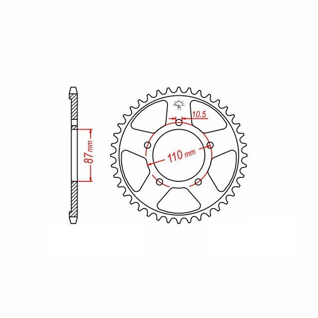rear sprocket Steel, 45 teeth, Pitch 530