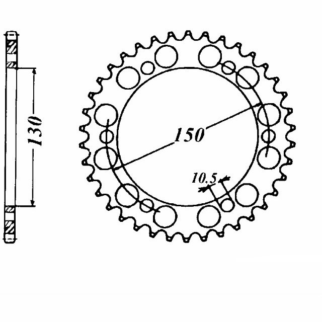 rear sprocket steel, 39 teeth, 532 pitch