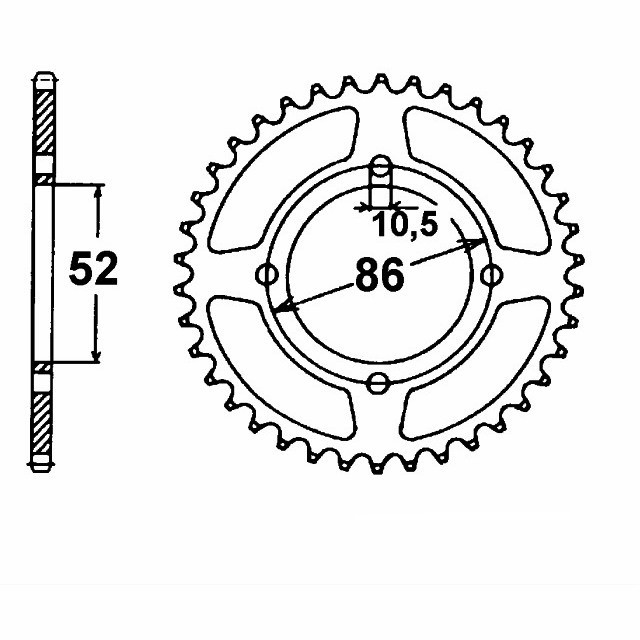 rear sprocket steel, 33 teeth, 520 pitch