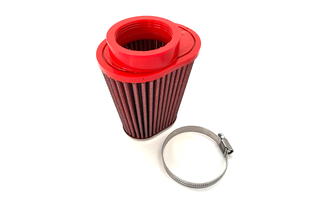 BMC Universal Conical Sports Air Filter, 50 mm Diameter, 120 mm Length, left side L/S, Chrome Cap