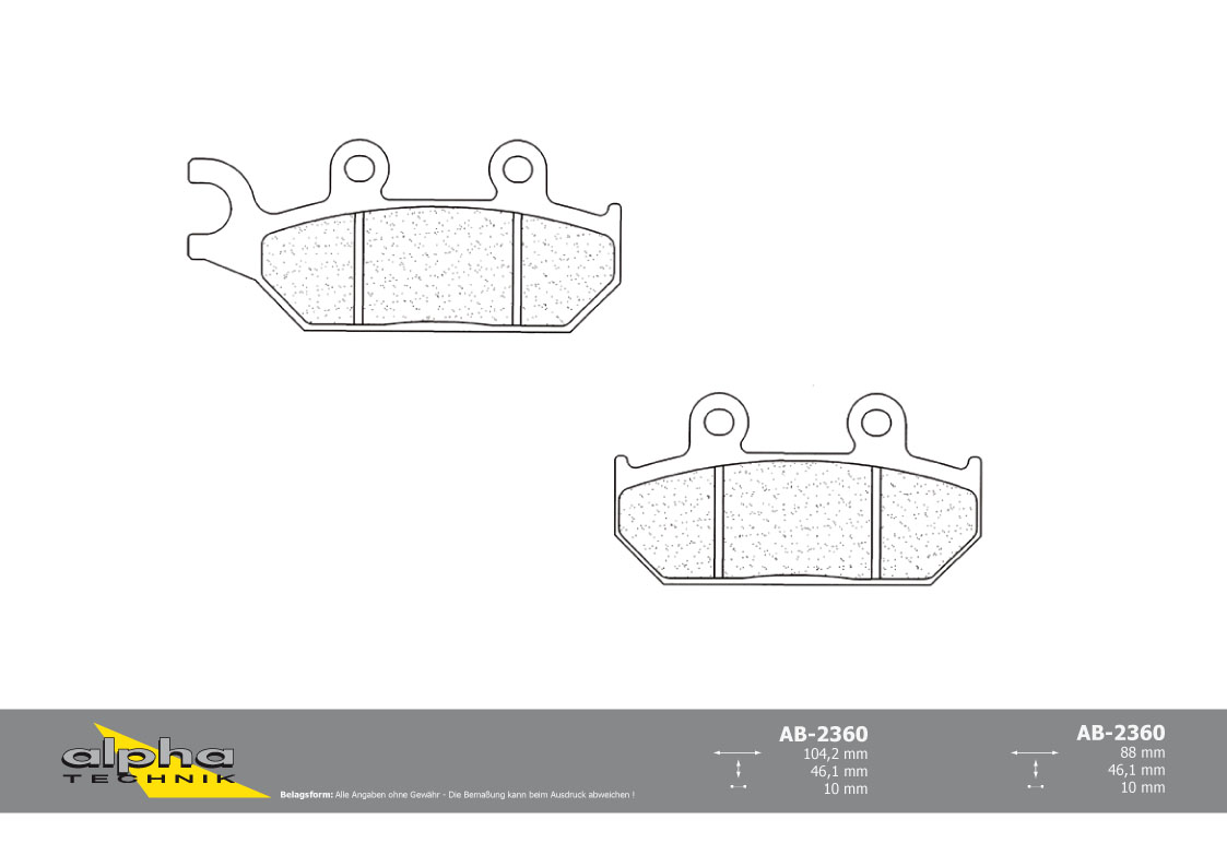 alpha Technik brake pad for street with ABE