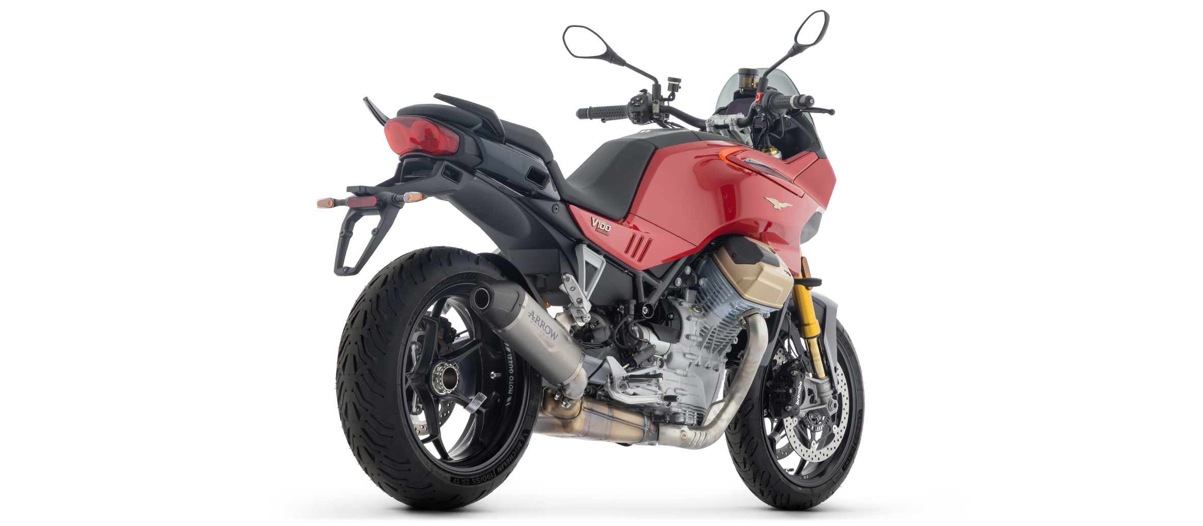 ARROW DARK INDY RACE EVO Exhaust with Carbon End Cap for Moto Guzzi V100 Mandello, Stelvio, 2025-