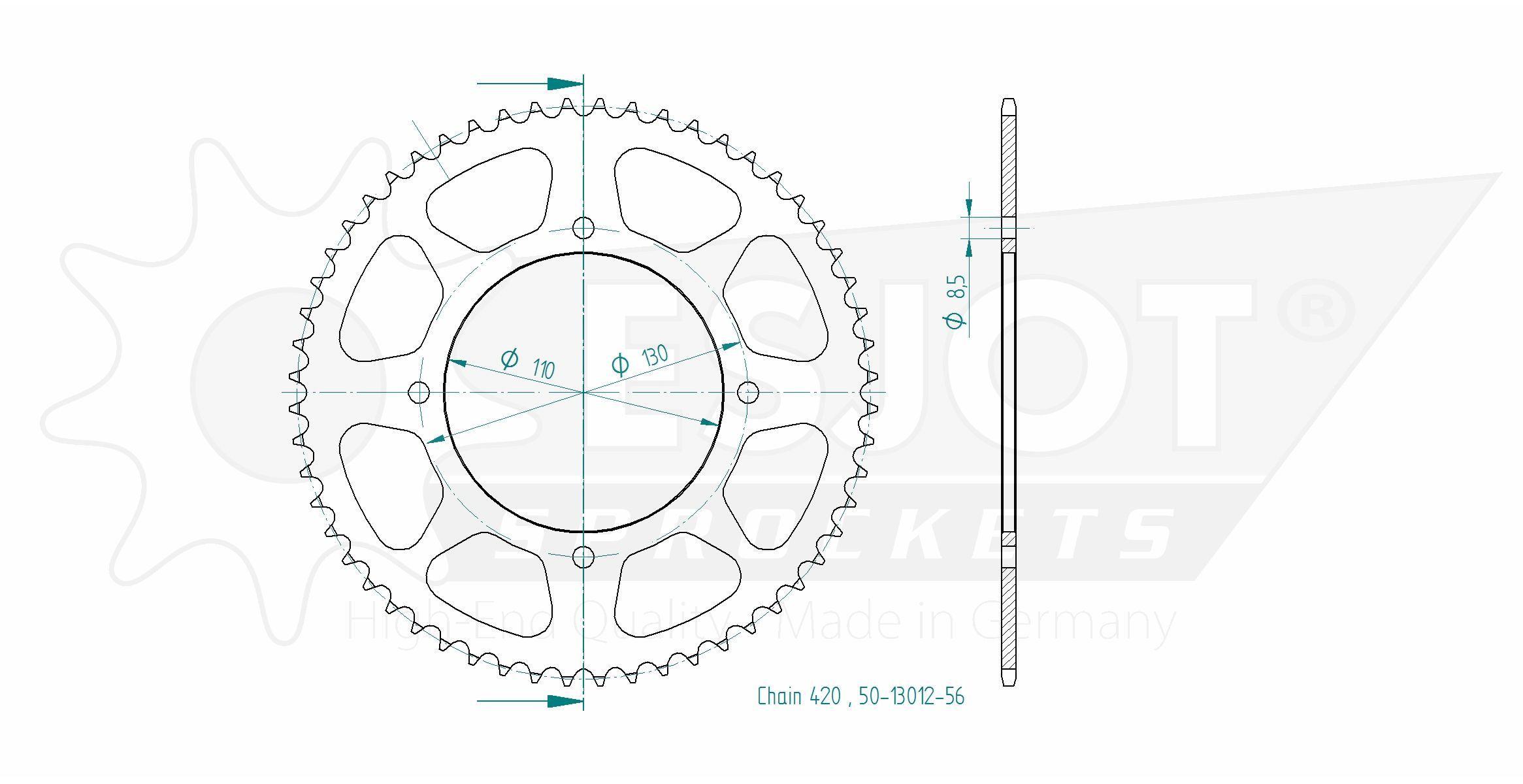 Esjot rear sprocket Z-56 Honda CR80, CR85, CRF150, Aluminium