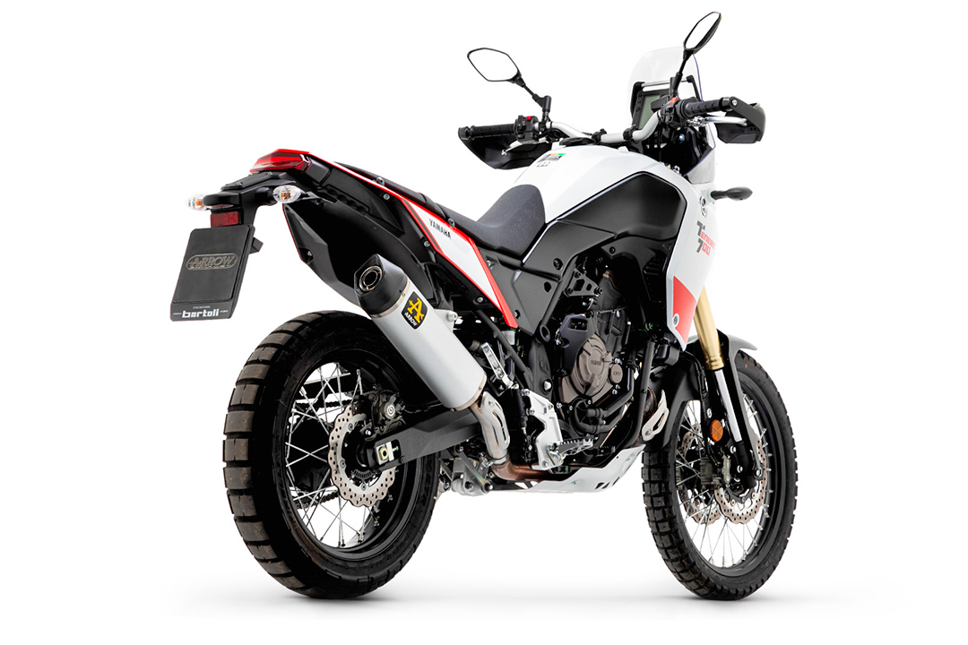 ARROW INDY RACE Silencer with Silver Aluminium Sleeve and Carbon End Cap for Yamaha Tenere 700 from Model Year 2019
