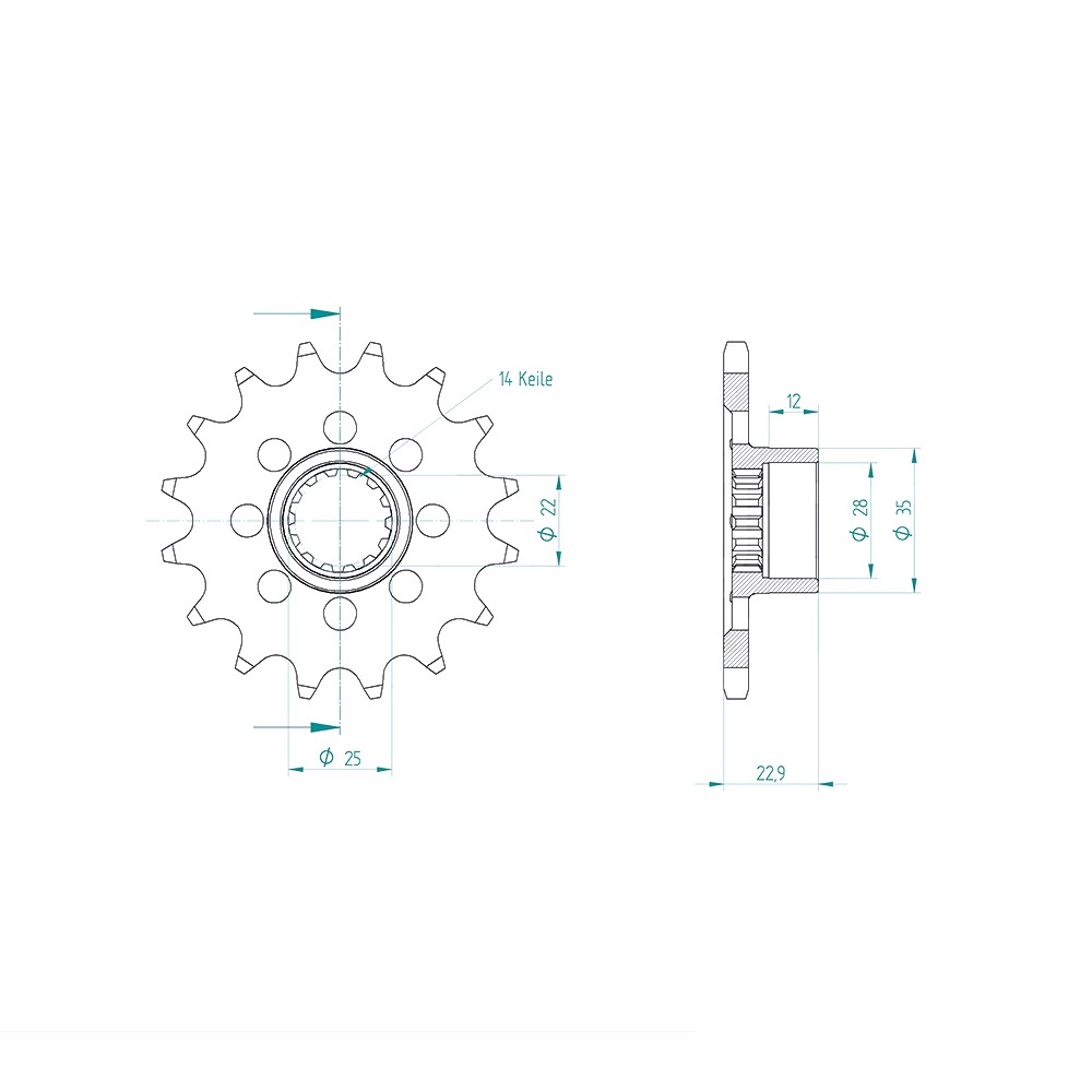 Sprocket, 16 teeth, pitch 520