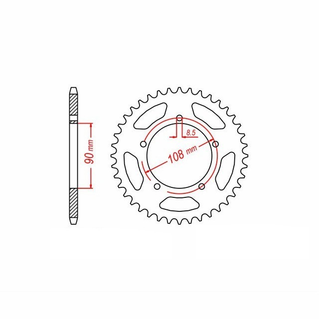 rear sprocket Steel, 38 Teeth, Pitch 530