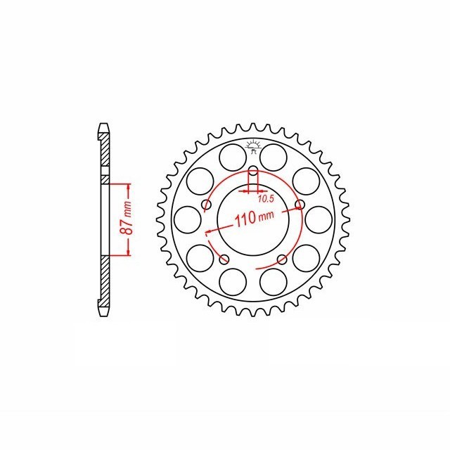 rear sprocket Steel, 49 Teeth, Pitch 525