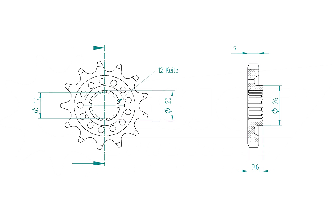 Sprocket, 13 Teeth, Pitch 428