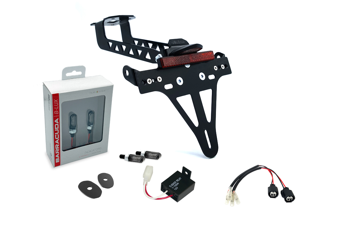 alpha Technik License Plate Holder-flasher light, turn signal-Kit M-LED (front + rear) for Kawasaki Versys 1000 from model year 2019