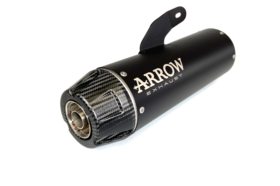 ARROW REBEL Sip-On Exhaust for Yamaha XSR700 2021-, Black Stainless Steel (Only with ARROW Header)