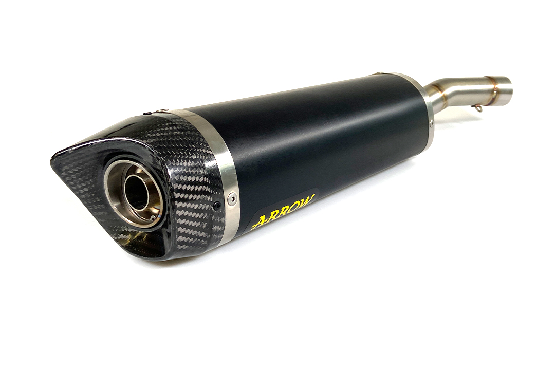 ARROW DARK THUNDER Black Aluminium Exhaust with Carbon End Cap for Yamaha YZF-R125 2019- MT125 2019-