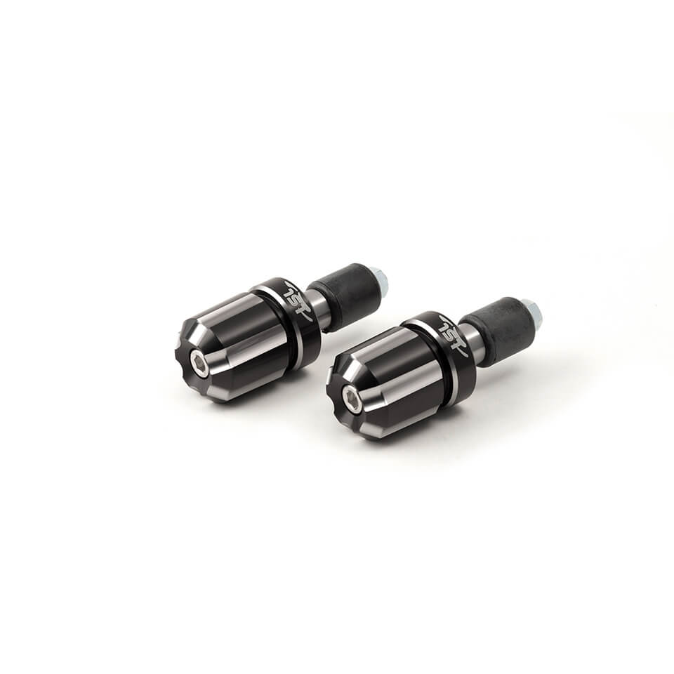 LSL handlebar weights, aluminium, two-tone, black - silver, with logo, Ø14 & 18mm