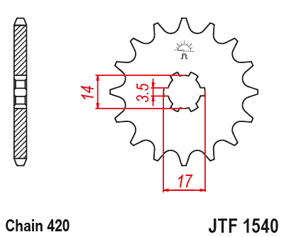 Sprocket, 14 Teeth, 420 Pitch