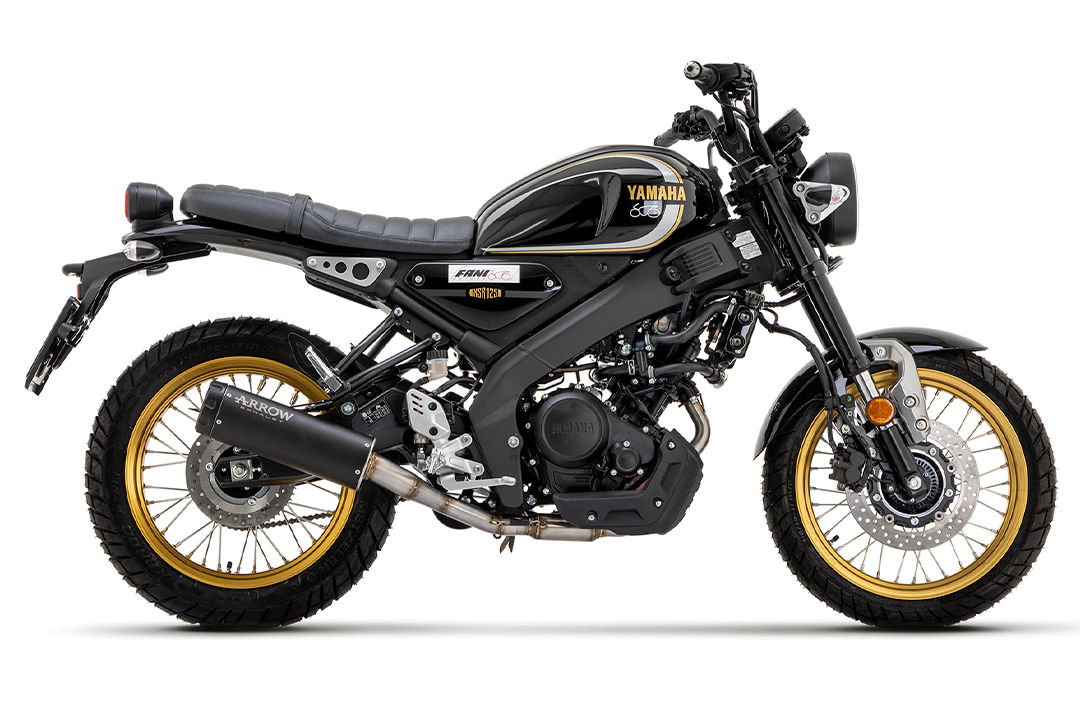 ARROW REBEL DARK Sip-On Exhaust with Aluminium End Cap for Yamaha XSR 125 Model Year 2022-