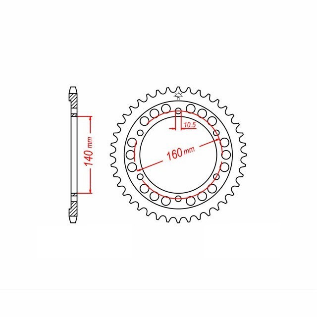 rear sprocket Steel, 45 Teeth, Pitch 532