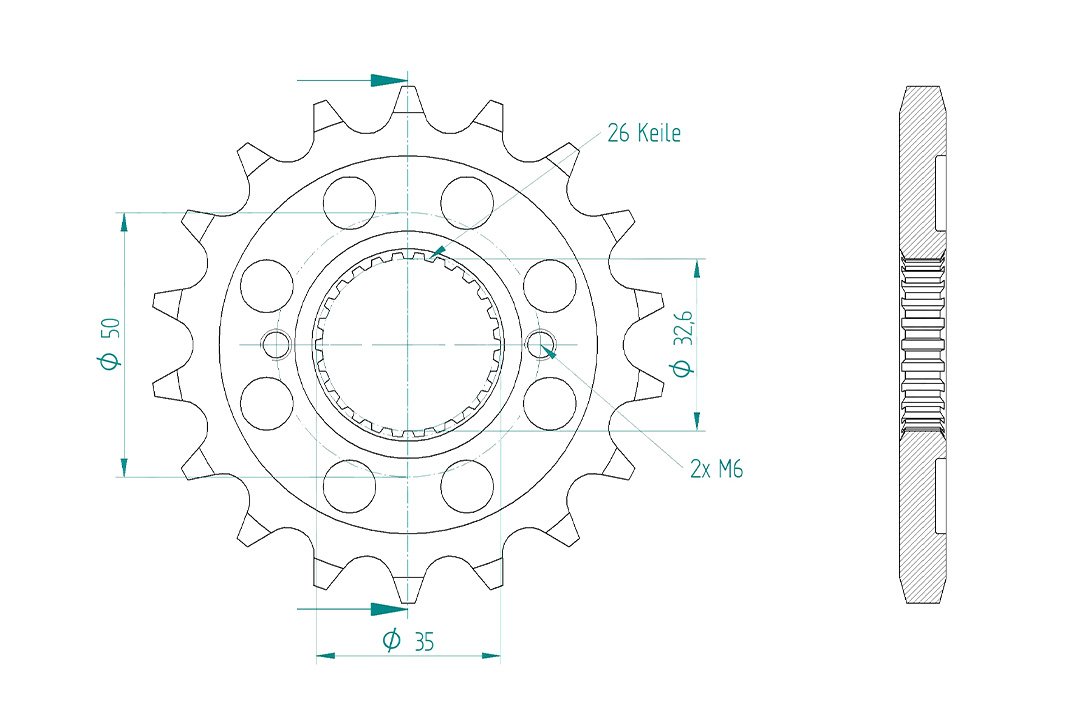 Sprocket, 19 Teeth, Pitch 530
