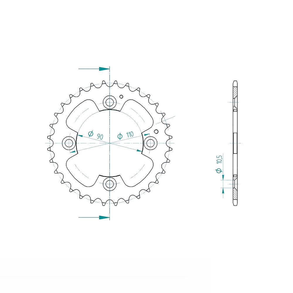rear sprocket Steel, 32 Teeth, Pitch 520