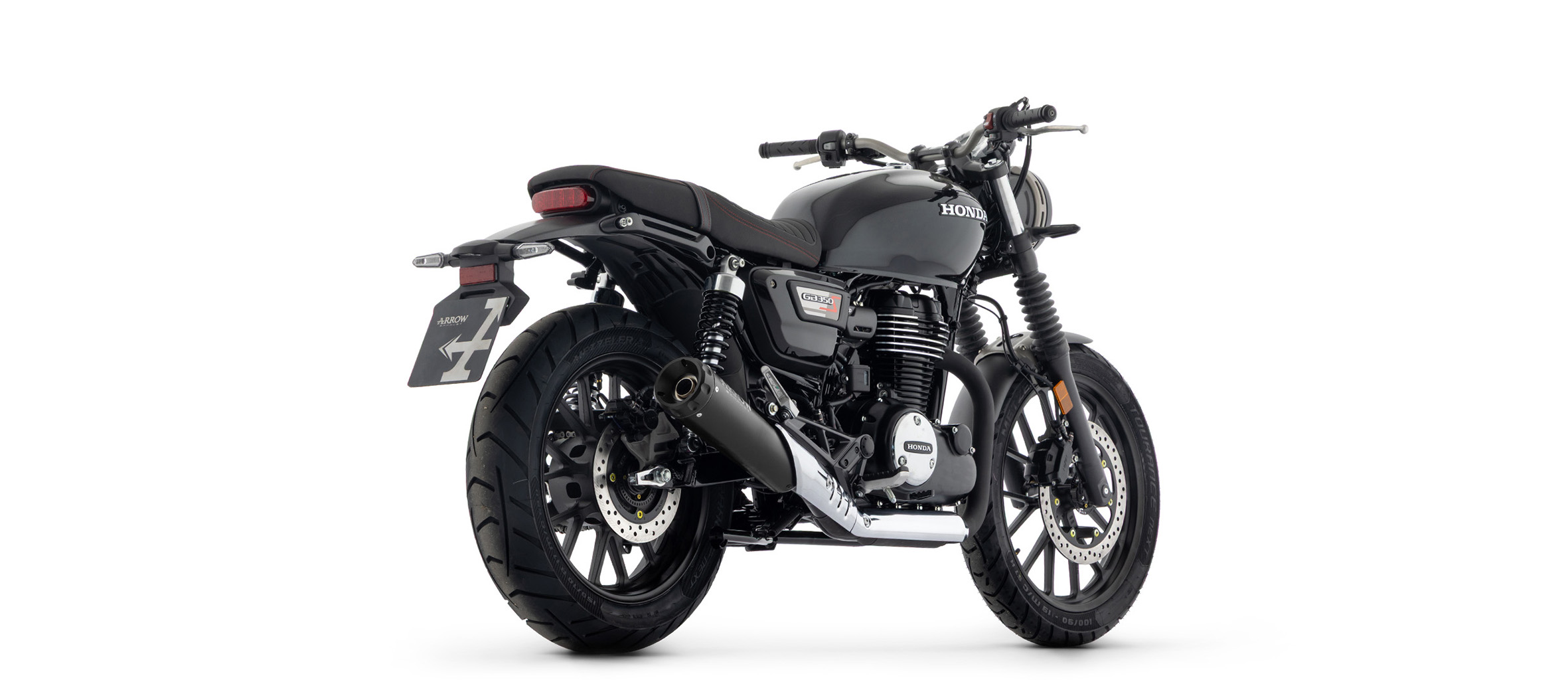 ARROW REBEL Slip-On Exhaust for Honda GB350S 2025-, Black Stainless Steel with Black End Cap