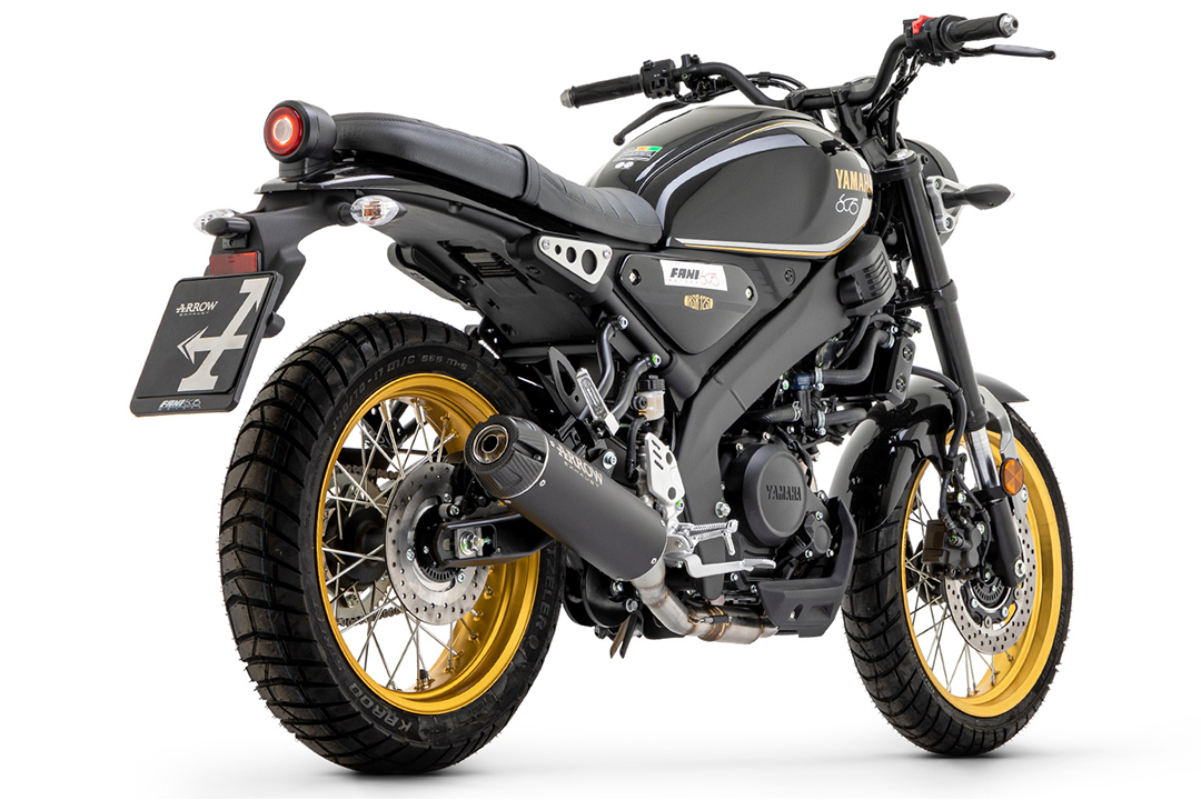 ARROW REBEL DARK Sip-On Exhaust with Carbon End Cap for Yamaha XSR 125 Model Year 2022-