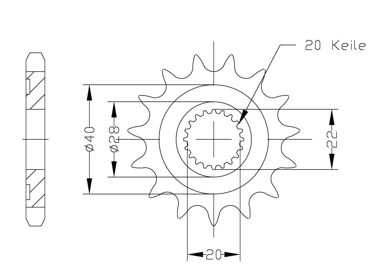 Sprocket, 14 Teeth, 428 Pitch