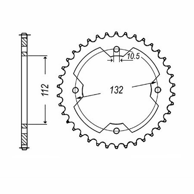 rear sprocket Steel, 38 Teeth, Pitch 520