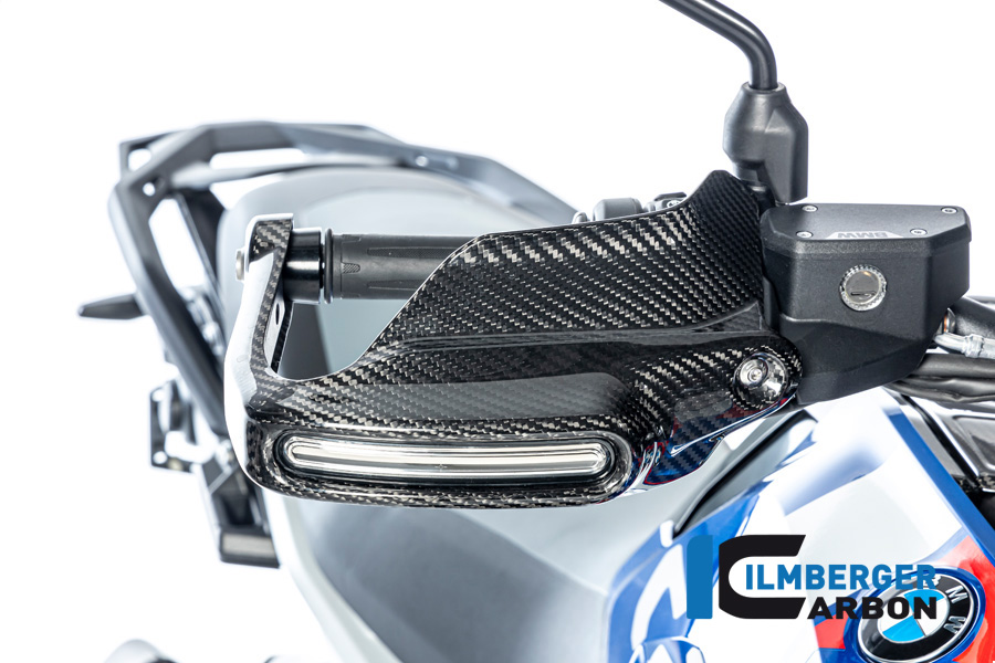 Ilmberger Large Carbon Handguard with flasher light, turn signal mount right side R/S, Gloss, BMW R1300GS 2023-