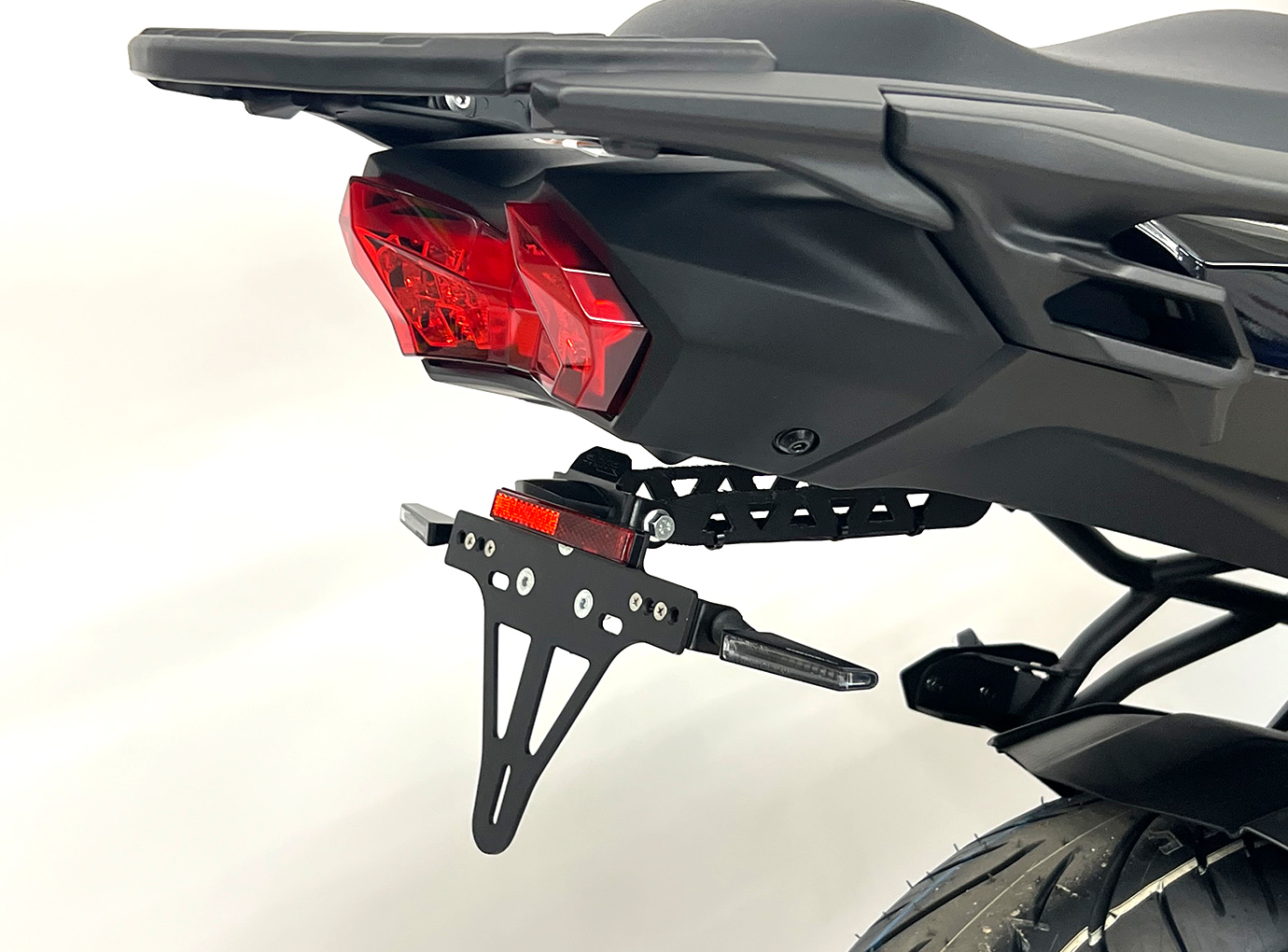 alpha Technik License Plate Holder for Kawasaki Versys 1000, Type LZT00C, from model year 2019 - and Versys 1100, Type LZT10A, model year 2025-
