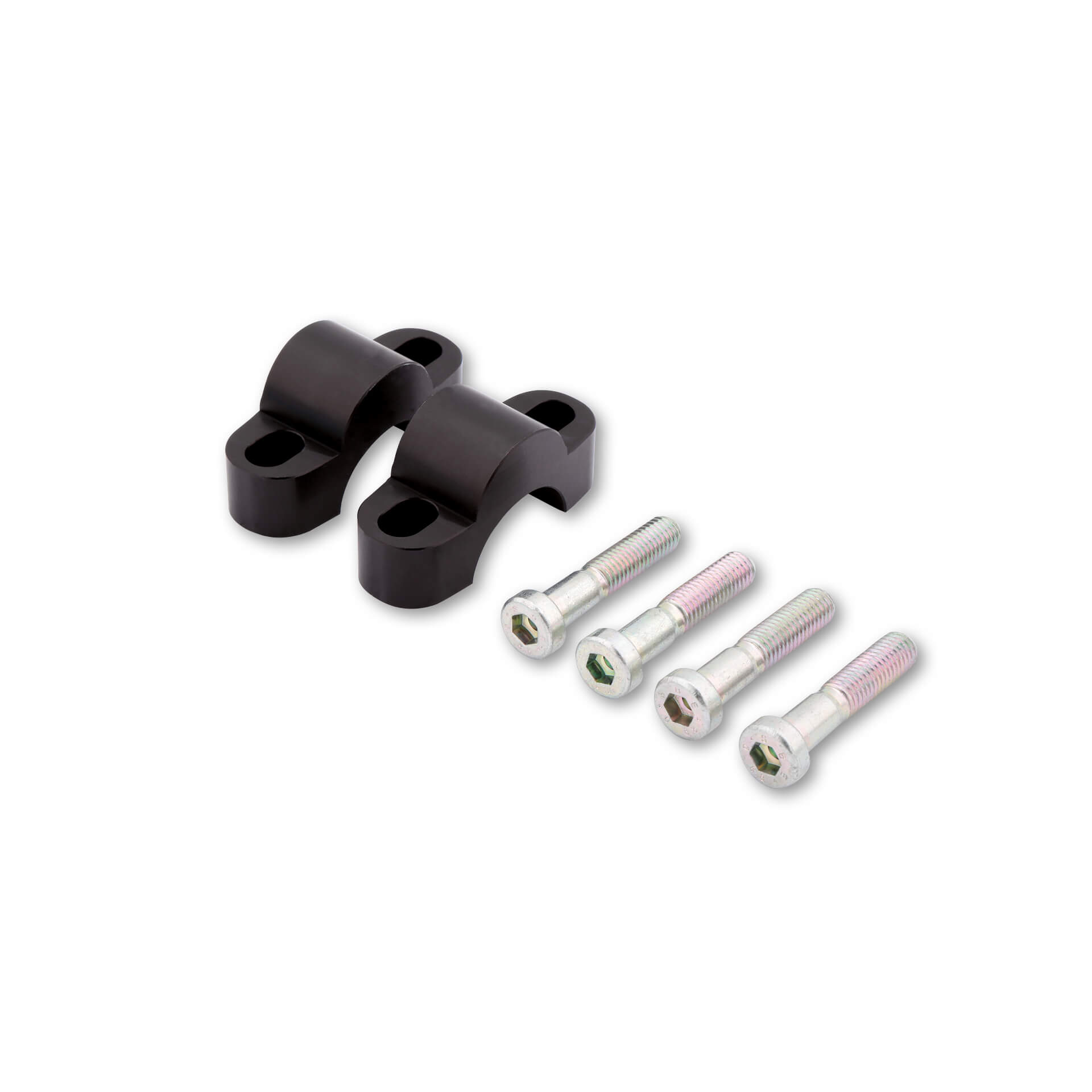 LSL handlebar clamp riser set, 25 mm, with 60 mm bolt, for 28.6 mm handlebar, black