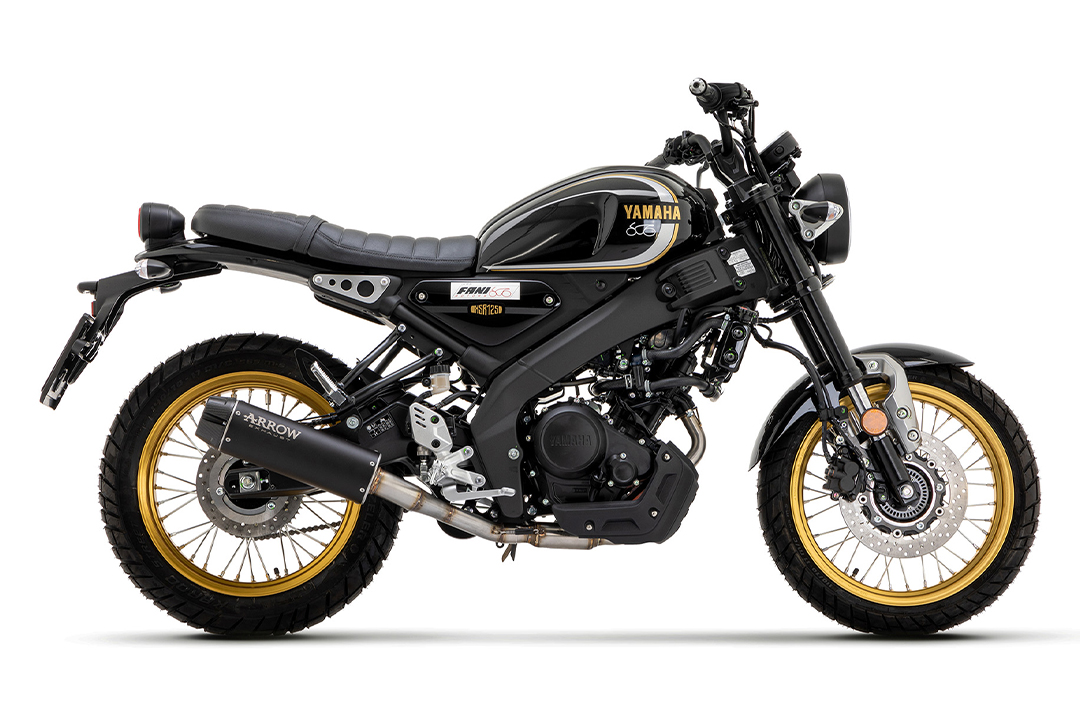 ARROW REBEL DARK Sip-On Exhaust with Carbon End Cap for Yamaha XSR 125 Model Year 2022-