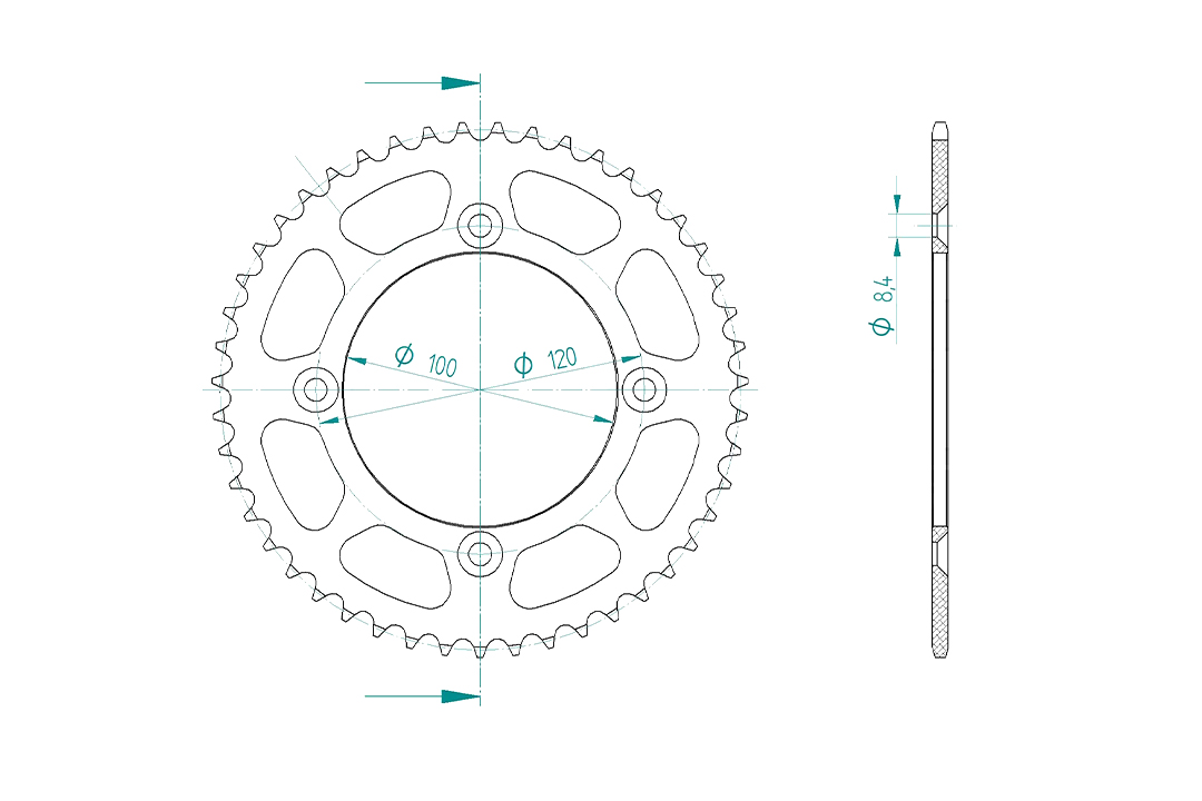 rear sprocket Steel, 47 Teeth, Pitch 420