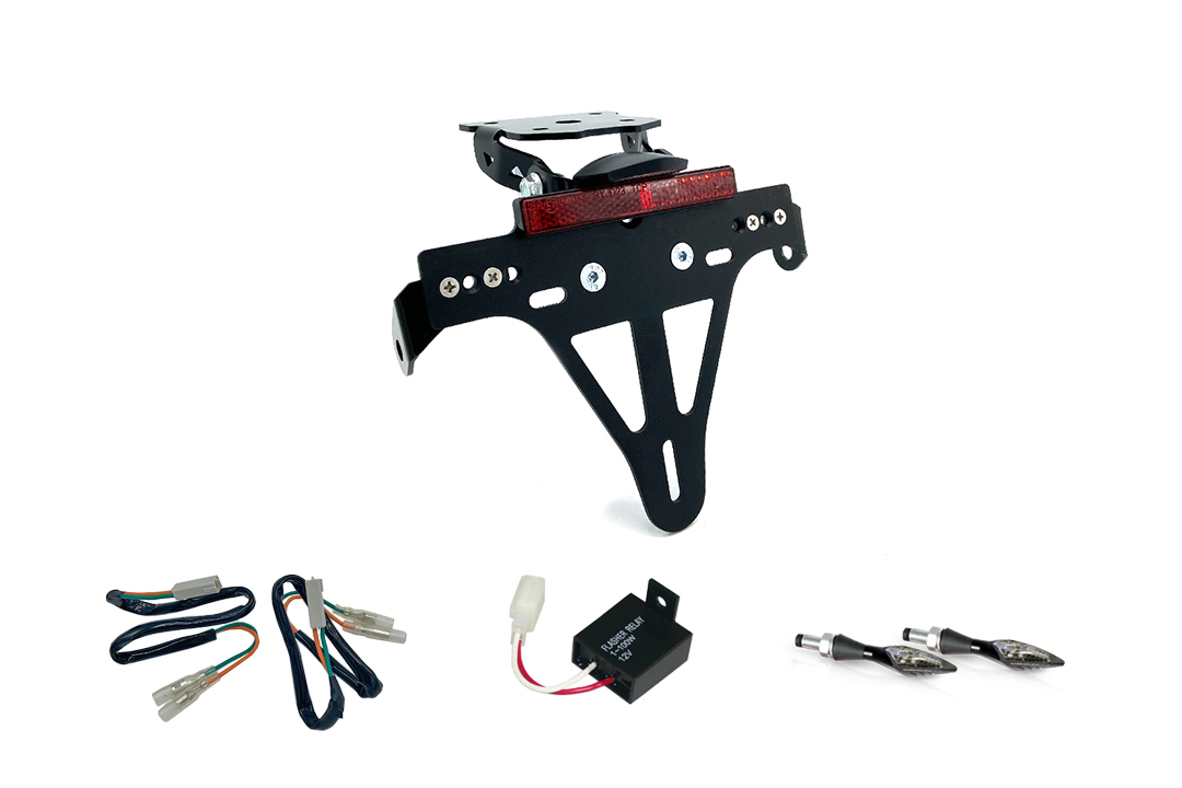 License Plate Holder-flasher light, turn signal-Kit XLED for Kawasaki Z800 from model year 2013 (Rear)